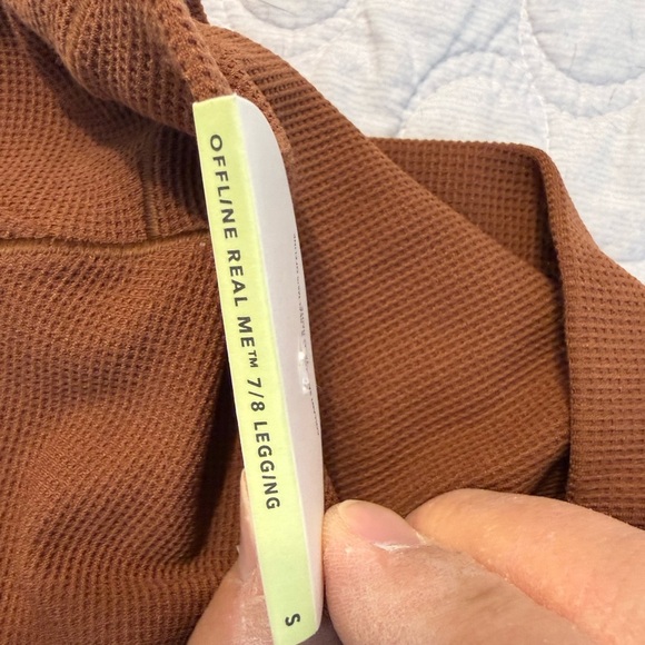 Aerie Offline Real Me 7/8 Waffle Knit High Waisted Crossover Leggings NWT S Rust - Picture 8 of 12